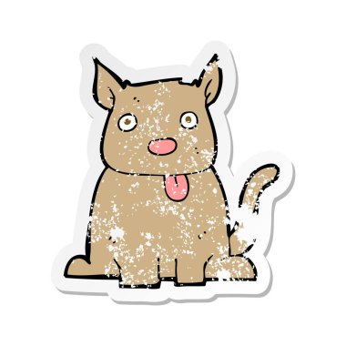 Retro sıkıntılı etiket dilini bir karikatür köpek