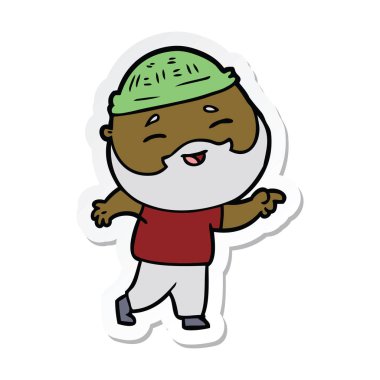 etiket karikatür mutlu bir sakallı adamın