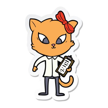 etiket bir karikatür kedi