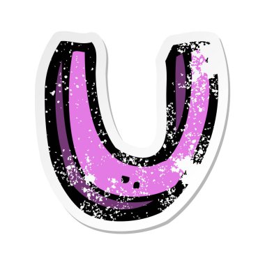 bir çizgi film mektup Retro sıkıntılı etiket