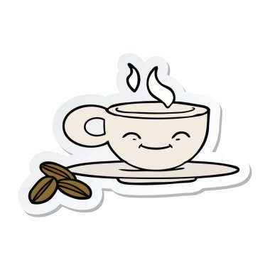 bir çizgi film espresso kupa etiket