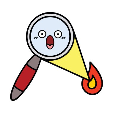 sevimli çizgi bir büyüteç