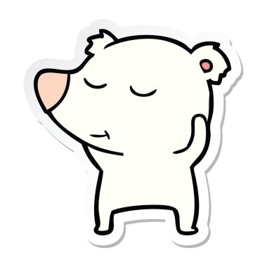 bir mutlu karikatür kutup ayısı etiketi