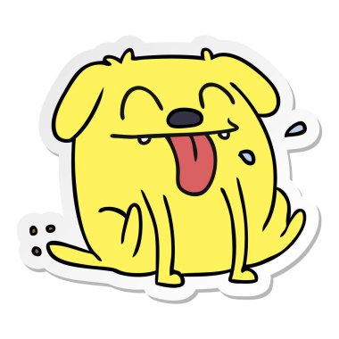 serbest el çekilmiş etiket karikatür şirin kawaii köpek