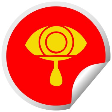 dairesel peeling etiket karikatür bir ağlayan göz