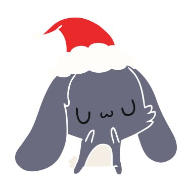 Noel karikatür kawaii tavşan el çekilmiş