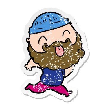 tong yapışmasını sakal ile çalışan bir adamın sıkıntılı etiket