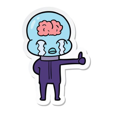 etiket ağlıyor ama sembol Yaşasın vererek bir karikatür büyük beyin yabancı