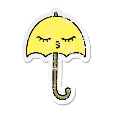 sevimli çizgi şemsiye sıkıntılı etiket