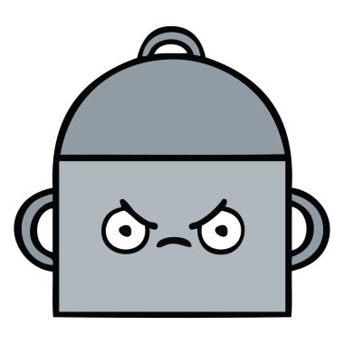 bir tencereye sevimli çizgi