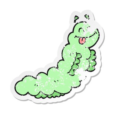 bir çizgi film tırtıl Retro sıkıntılı etiket