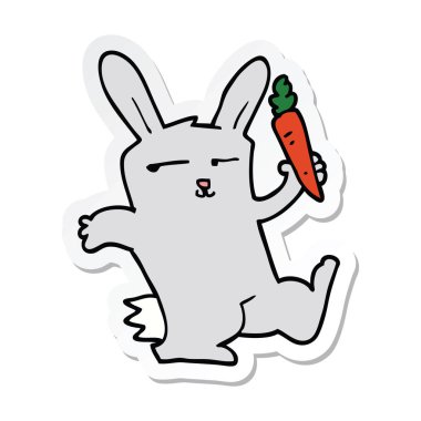 etiket bir karikatür tavşan havuç ile