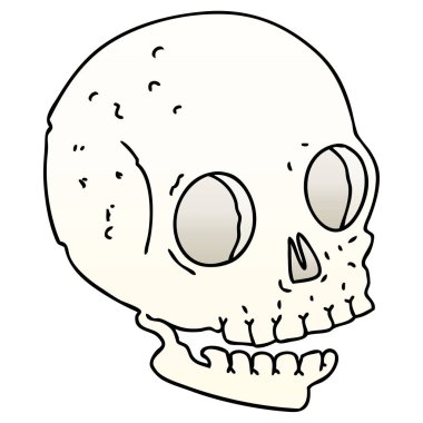 Degrade gölgeli ilginç karikatür kafatası