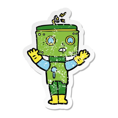 bir çizgi film robot sıkıntılı etiket