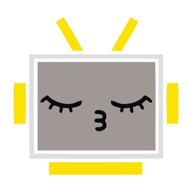 düz renk retro karikatür bir robot baş