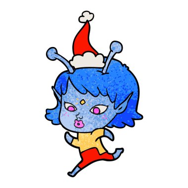 çalışan bir uzaylı kızın oldukça dokulu çizgi film Noel Baba ha giyiyor