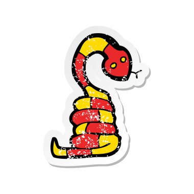 bir çizgi film yılan Retro sıkıntılı etiket