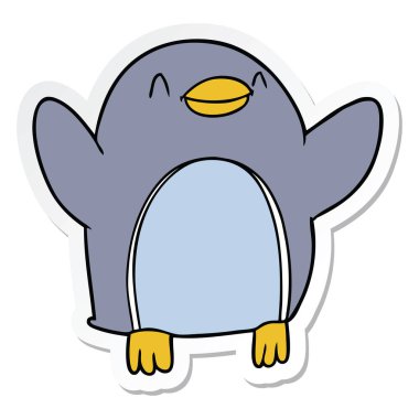 etiket sevinç için atlama bir karikatür penguen