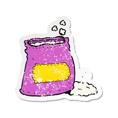 Retro sıkıntılı etiket un bir karikatür çanta