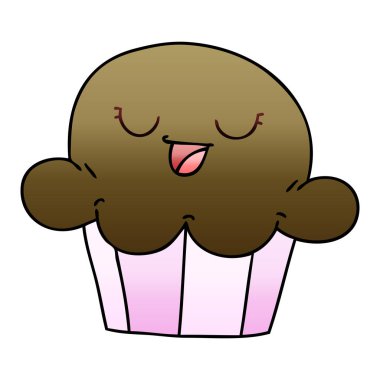 Degrade gölgeli ilginç karikatür mutlu muffin