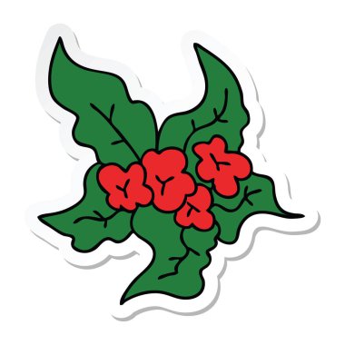 ilginç bir el etiket çizilmiş karikatür Noel çiçek