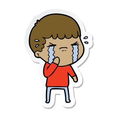 ağlayan bir çizgi film adamın etiket