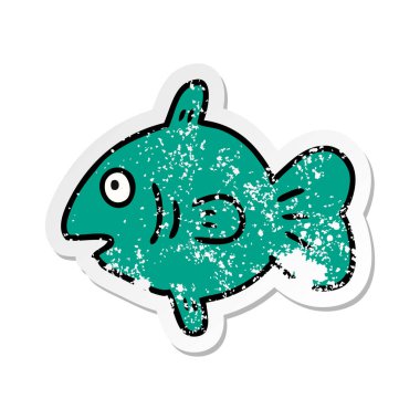 elle çizilmiş etiket karikatür doodle deniz balıkları sıkıntılı 