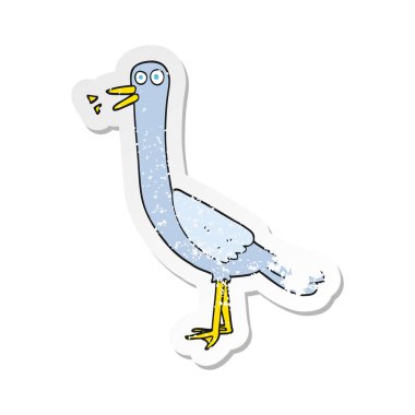 bir karikatür kuş Retro sıkıntılı etiket