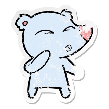 ayı ıslık bir karikatür sıkıntılı etiket