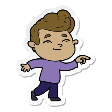 işaret mutlu çizgi film adam etiketi