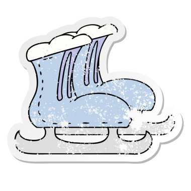 elle çizilmiş etiket karikatür doodle buz pateni çizmeler sıkıntılı