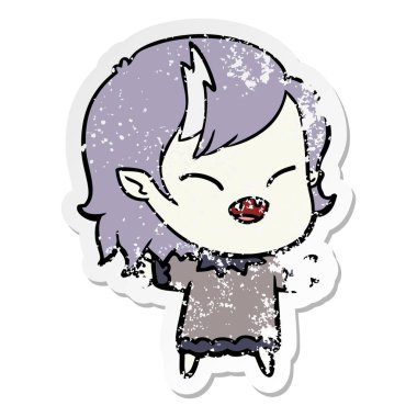 bir çizgi film gülen vampir kızın sıkıntılı etiket