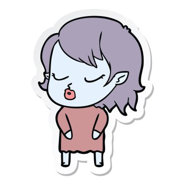 sevimli çizgi vampir kız etiketi