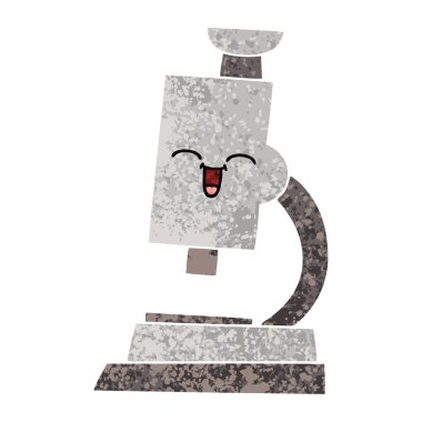 Retro illüstrasyon tarzı çizgi film mikroskop