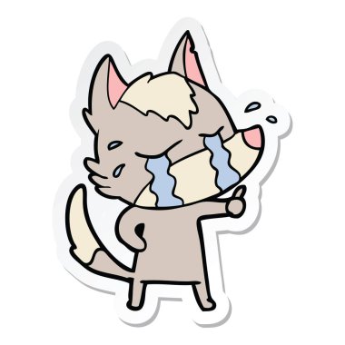 etiket bir karikatür ağlayan kurt