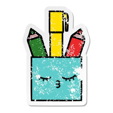 bir sevimli çizgi kalem tencere sıkıntılı etiket