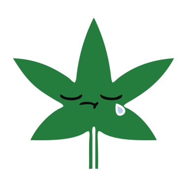 düz renk retro karikatür marihuana yaprağı