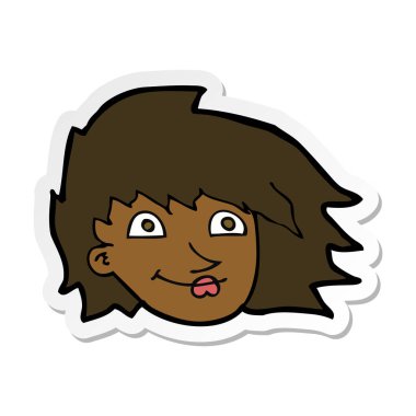 bir çizgi film kadın yüzü etiket