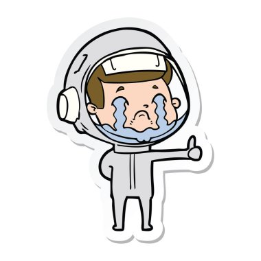 bir çizgi film ağlayan astronotun etiket