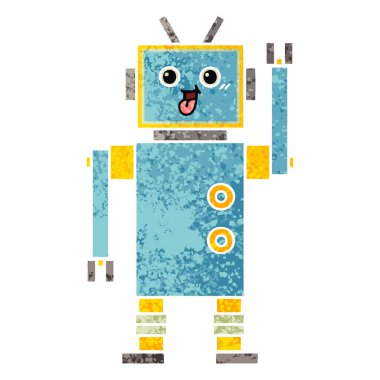 Retro illüstrasyon stil karikatür bir robot