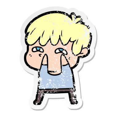 bir çizgi film meraklı insanın sıkıntılı etiket