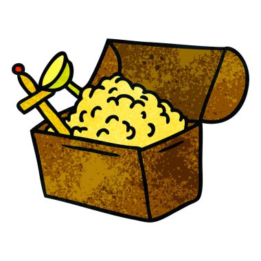 bir hazine sandığı dokulu karikatür doodle