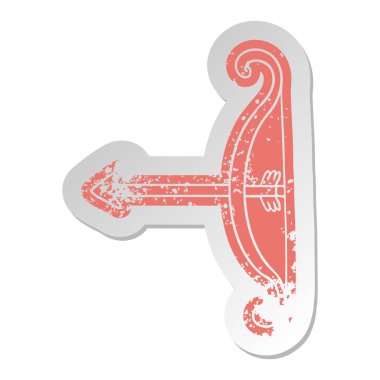 ok ve yay, sıkıntılı eski çizgi film etiketi