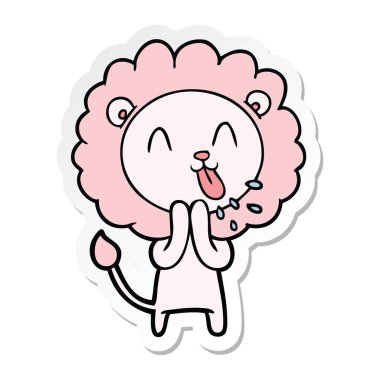 etiket mutlu karikatür aslan