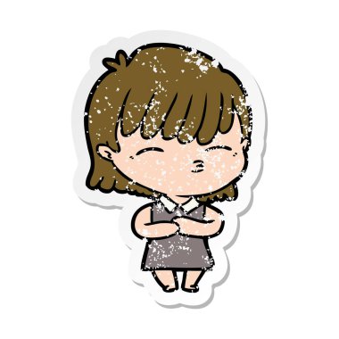 bir çizgi film kadının sıkıntılı etiket