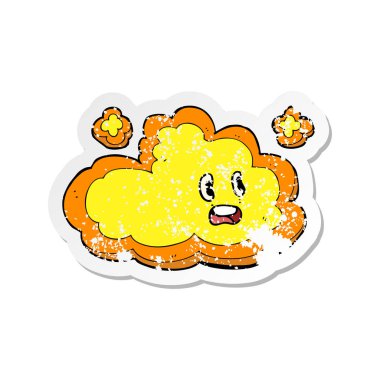 Retro sıkıntılı etiket bir karikatür bulut