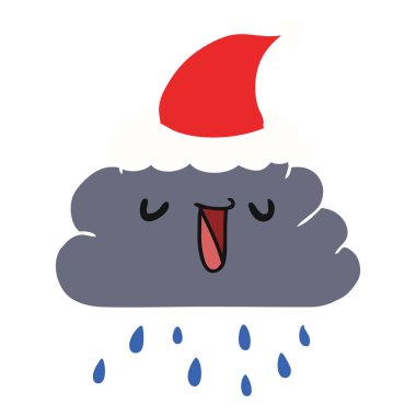 el Noel karikatür kawaii yağmur bulutu çekilmiş