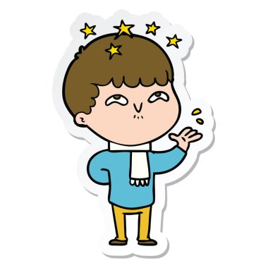 bir çizgi film hayran çocuğun etiket