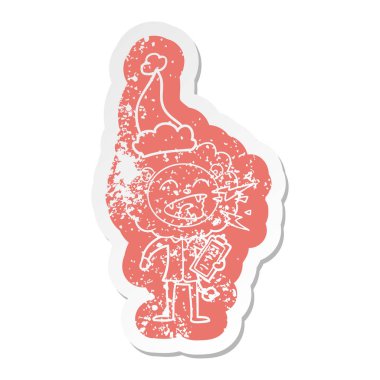 bir sant giyen bir kükreyen aslan doktor sıkıntılı Etiket cartoon