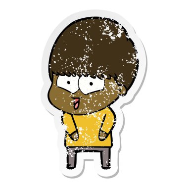 sıkıntılı etiket bir karikatür mutlu çocuk